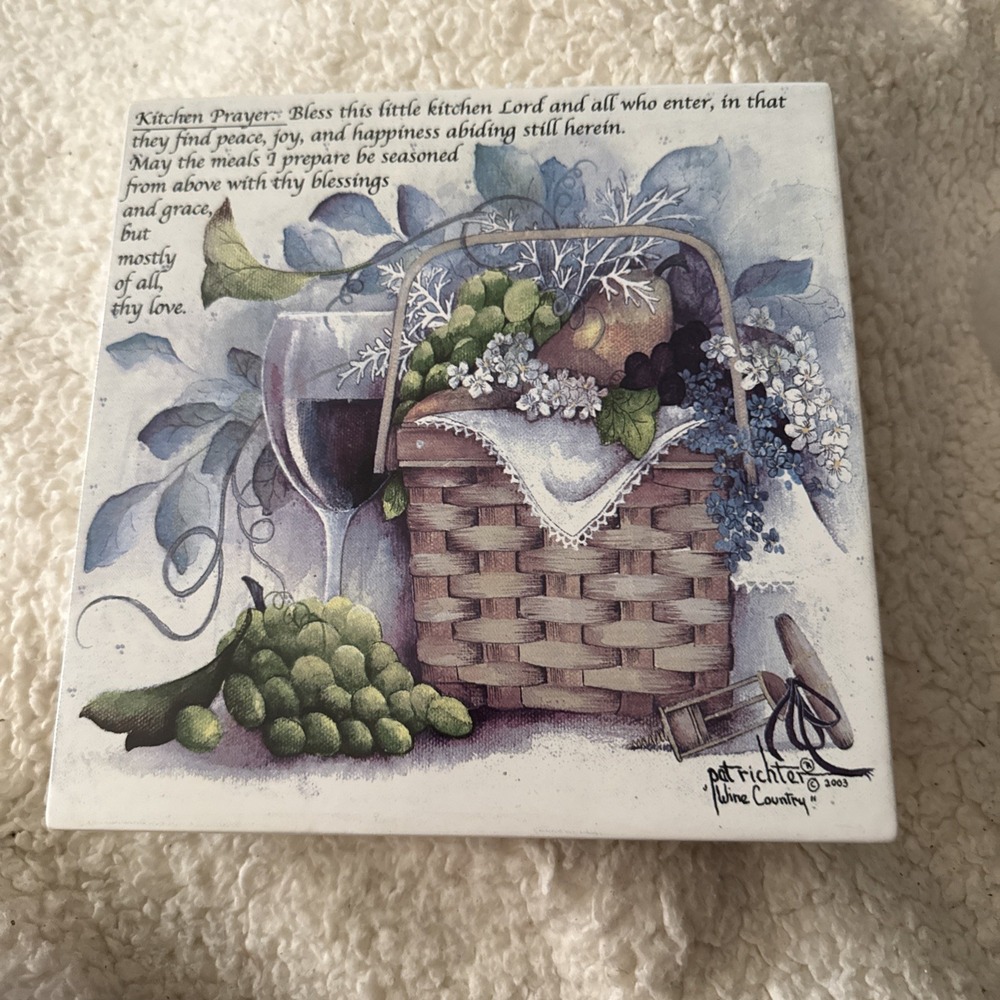 2003 Pat Richter A. Richesco Corp. Tile Trivet Vintage Kitchen Prayer Pre Owned